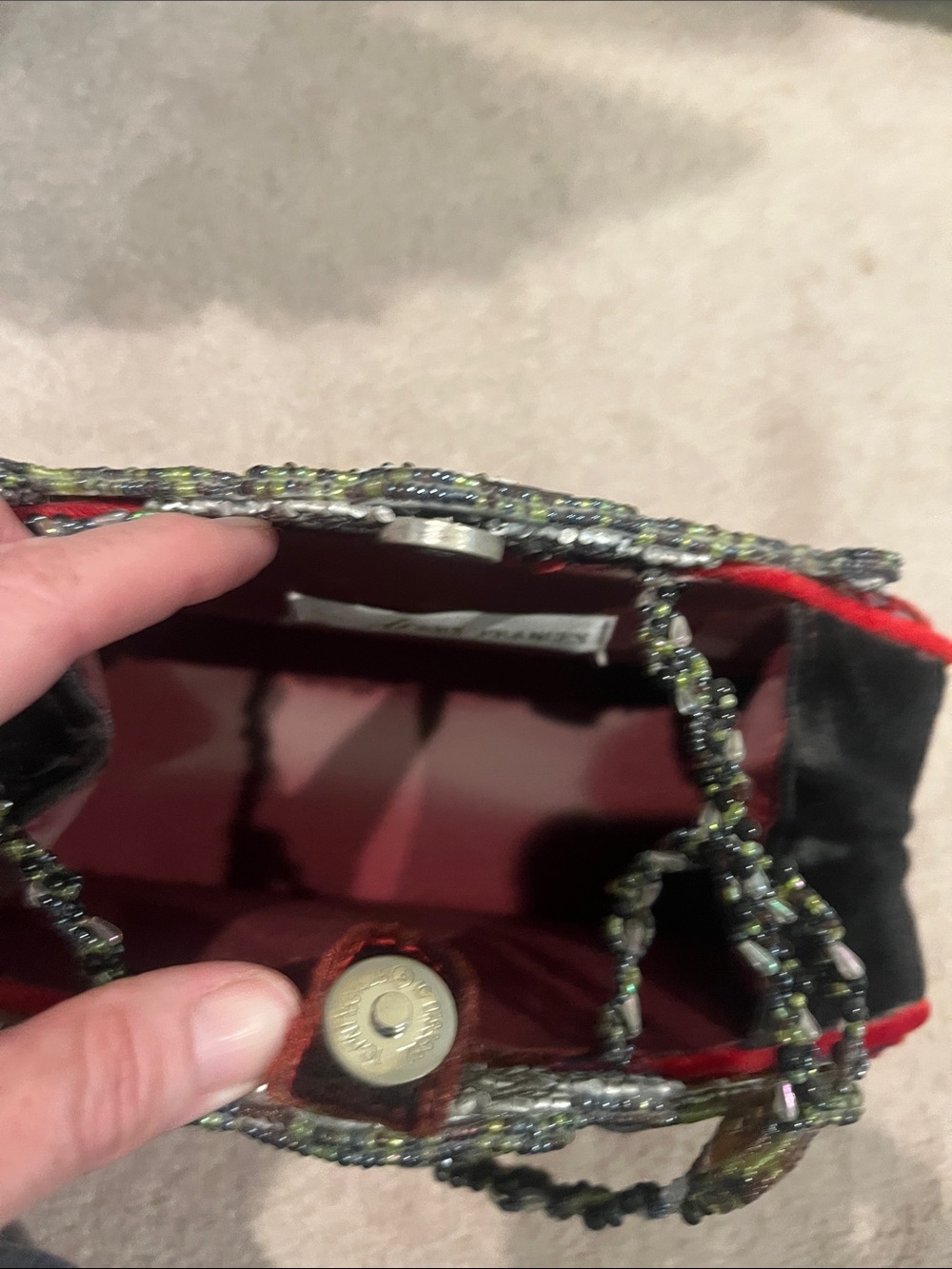 Mary Frances Embellished Red Beaded Evening Bag - Designer Style - Picture 5 of 7